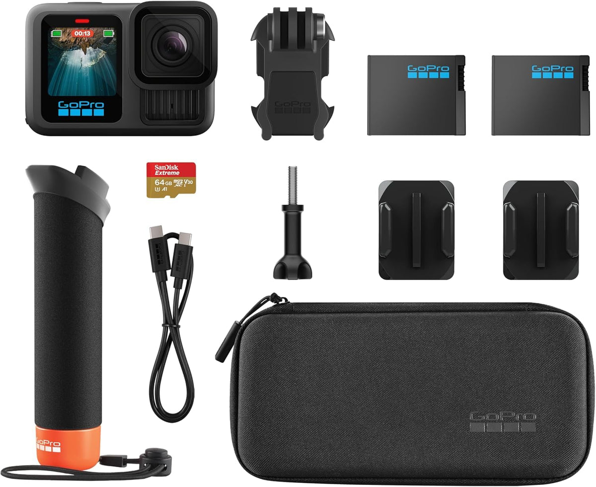 HERO13 Black with curved mounts captures immersive POV angles during action.
