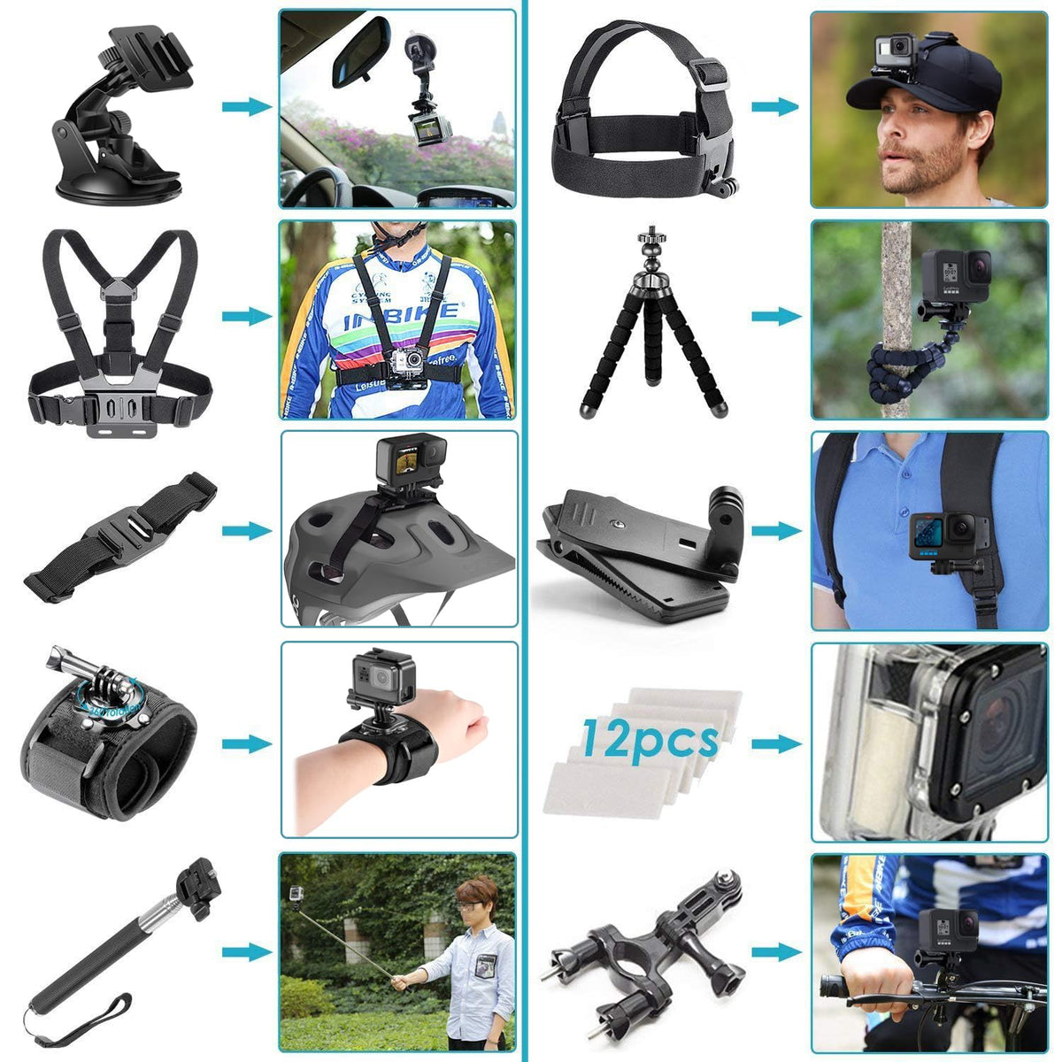 GoPro HERO13 Black bundle items, comprehensive kit for all-day shoots.