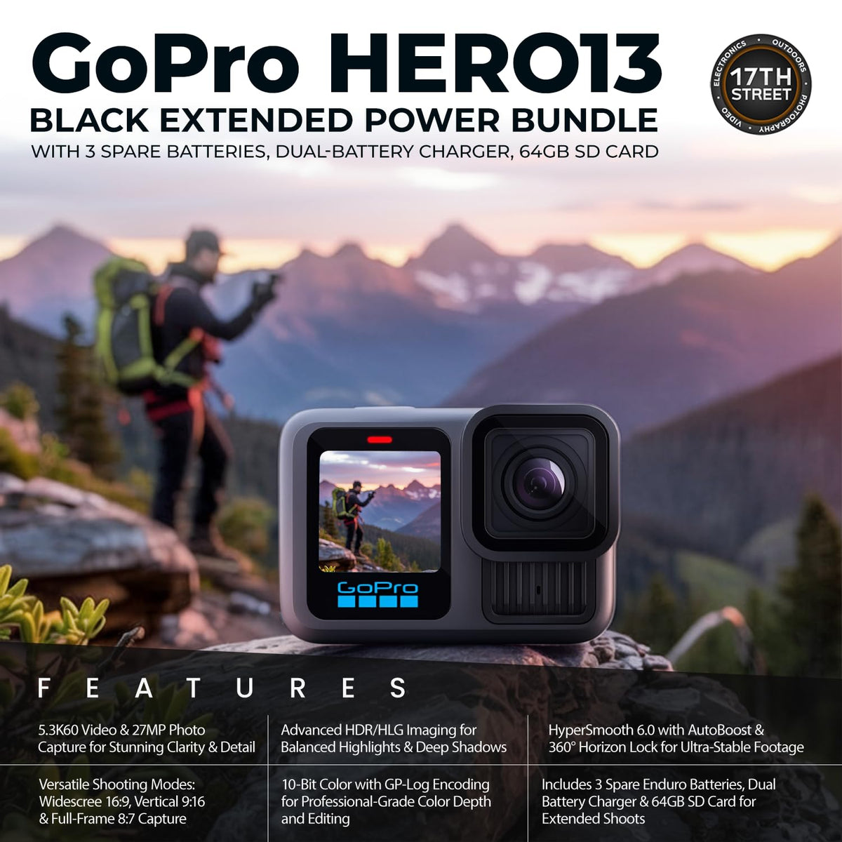 GoPro HERO13 Black HDR imaging for vibrant, balanced scenes.