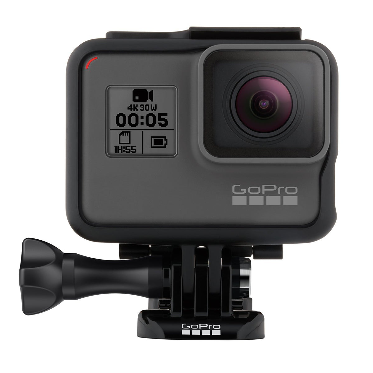 GoPro HERO5 Black front view for action adventures with one button use.