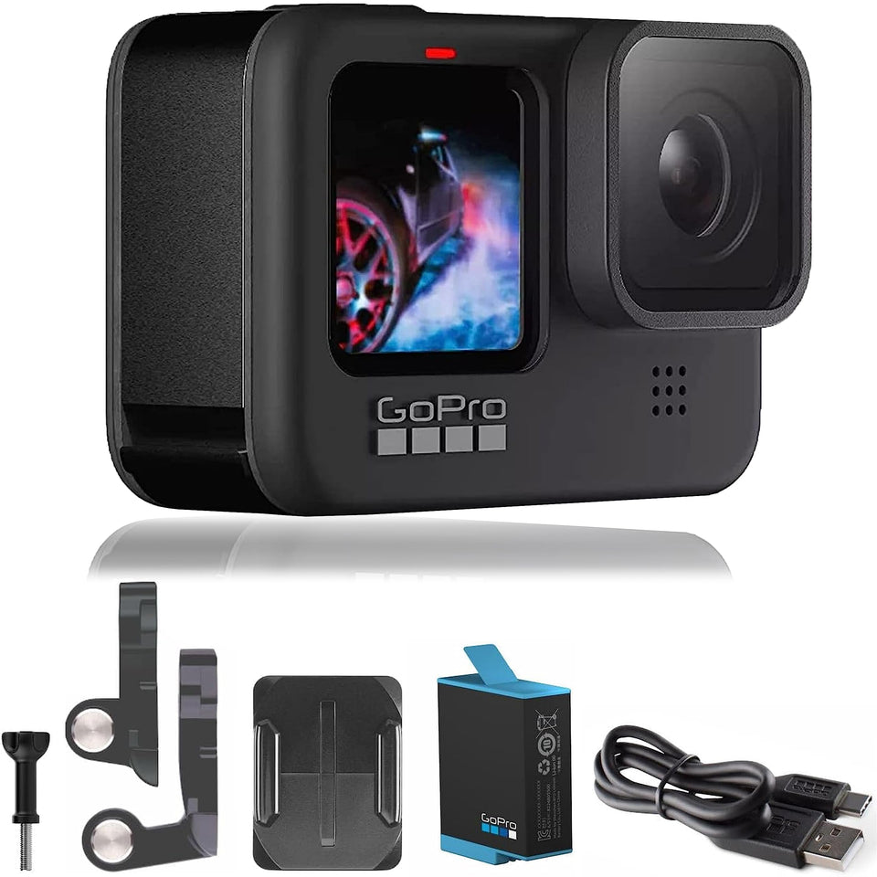 GoPro HERO9 Black front display for easy framing and live preview.