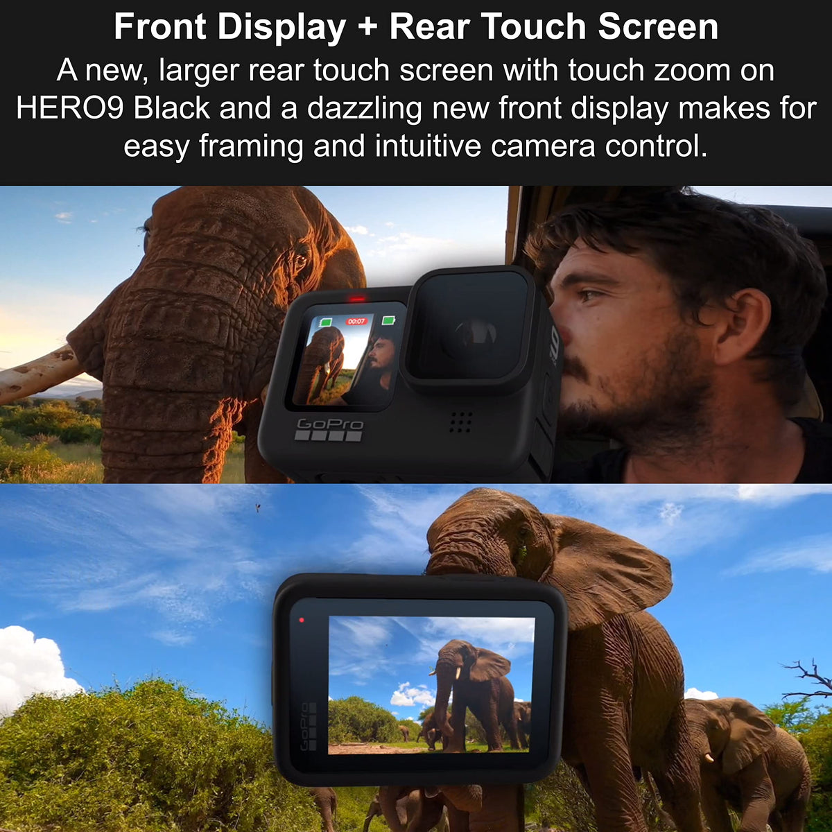 GoPro HERO9 Black HyperSmooth 3.0 stabilizes footage during action shots.