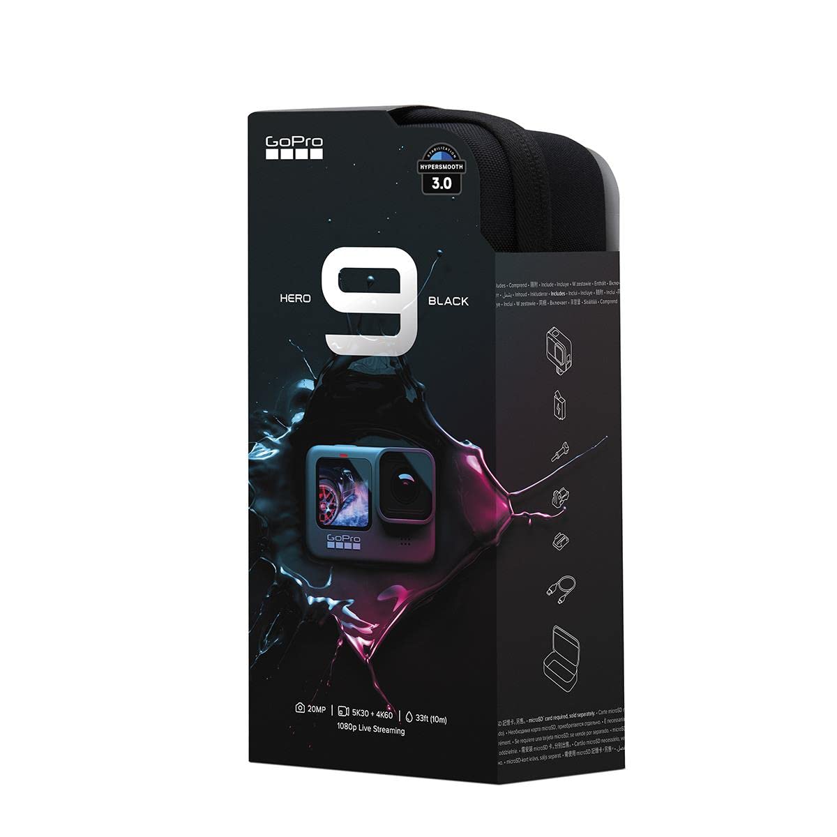 GoPro HERO9 Black 1080p live streaming for real-time sharing.