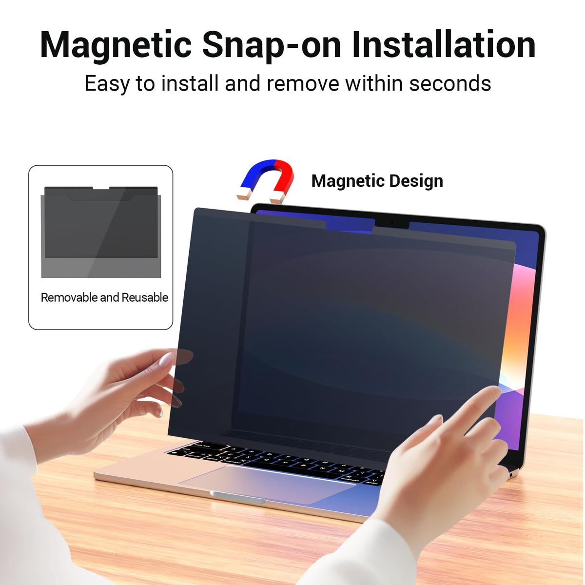 Gopupu microlouver privacy film blocks side views while keeping front-view clarity