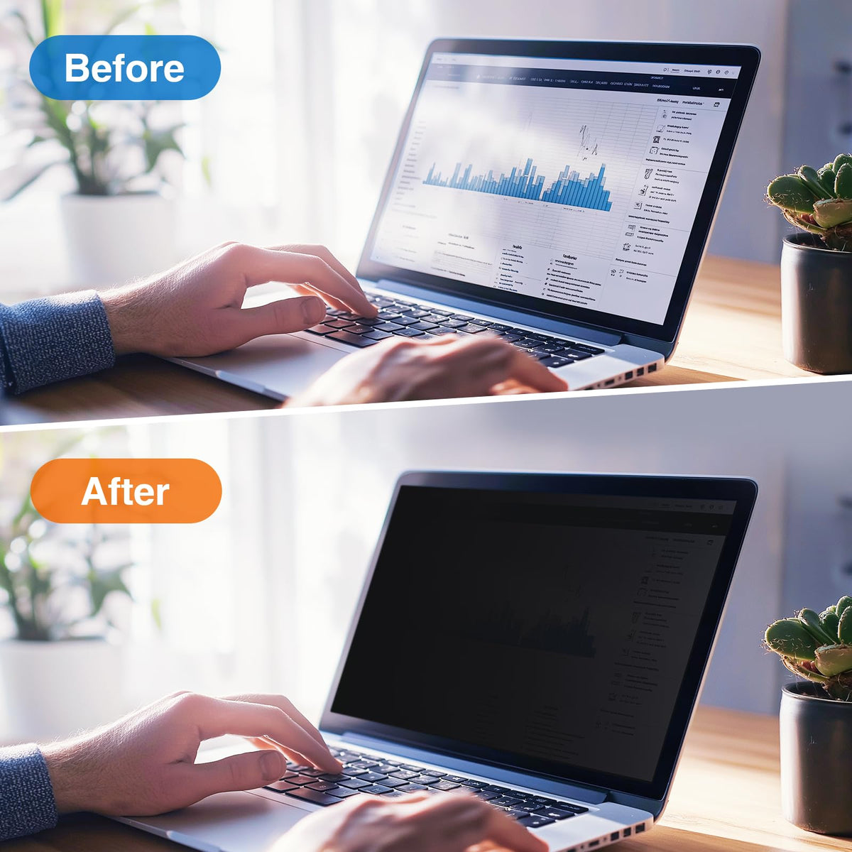 Gopupu privacy screen for MacBook Air 15 with blue light filter reduces glare.