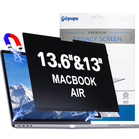 Gopupu strong magnetic privacy screen on MacBook Air front view showing privacy and clarity