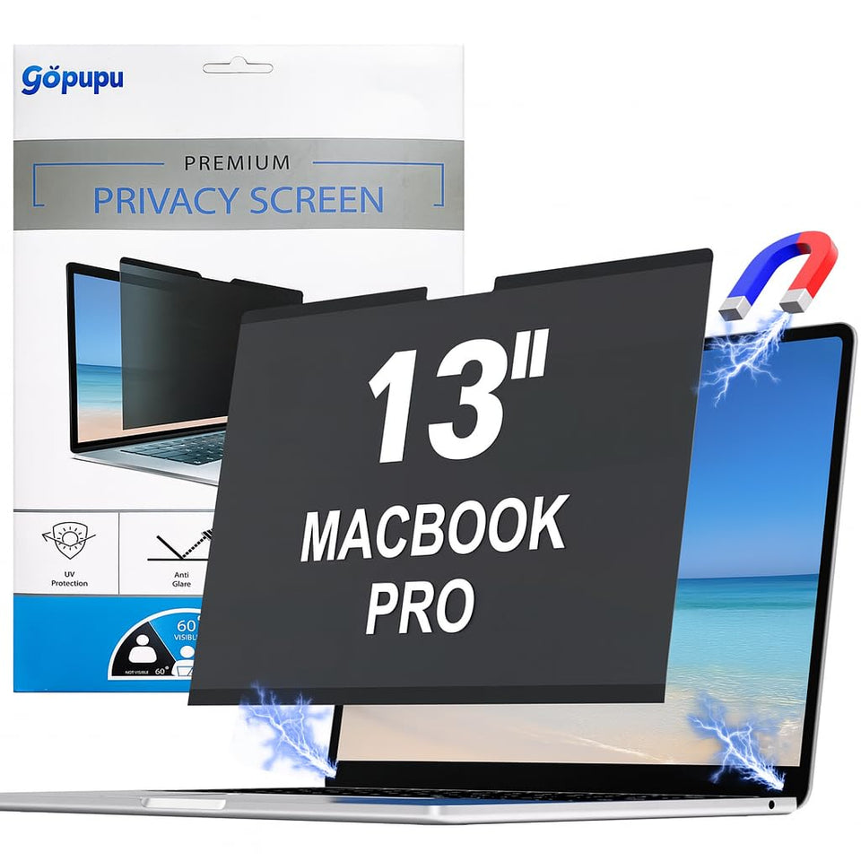 Gopupu strong magnetic privacy screen on MacBook Pro 13 inch top magnet for secure attachment