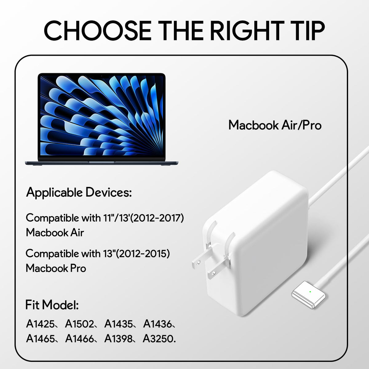 Gorgeous MacBook charger magnetic connector keeps a secure snap during use