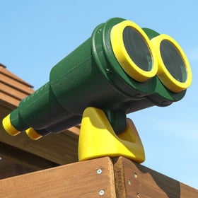 Gorilla Playsets binoculars mounting bracket close-up showing hardware for easy secure installation