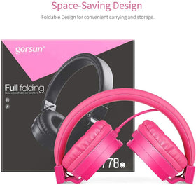 Gorsun Kids Headphones pink 3.5mm jack compatible with most devices