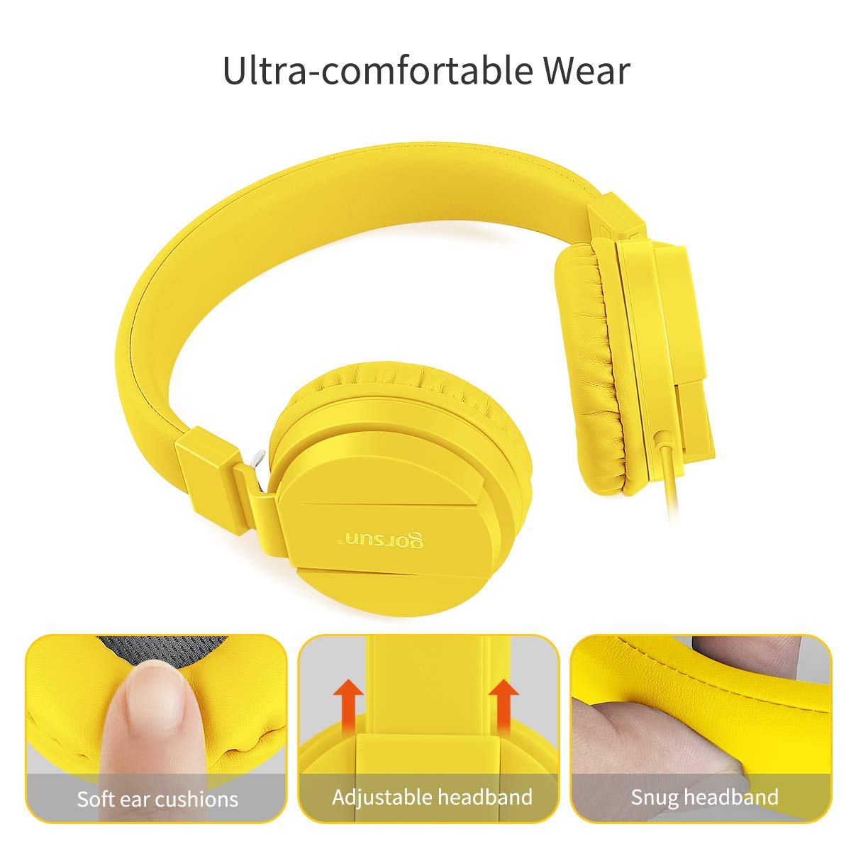Gorsun Kids Headphones adjustable headband close-up for a custom fit