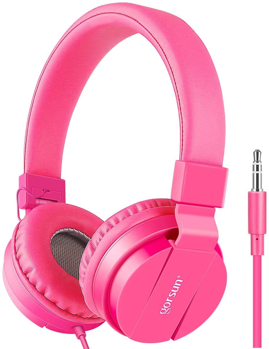 Gorsun Kids Headphones pink with adjustable headband for a comfortable fit