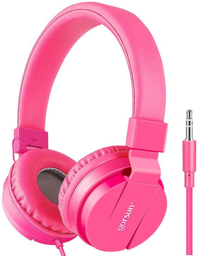 Gorsun Kids Headphones pink with adjustable headband for a comfortable fit