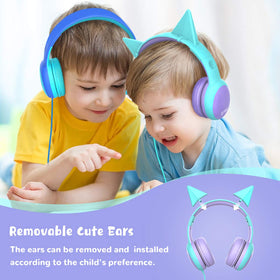 Gorsun Kids Headphones cat ear right view highlighting adjustable fit