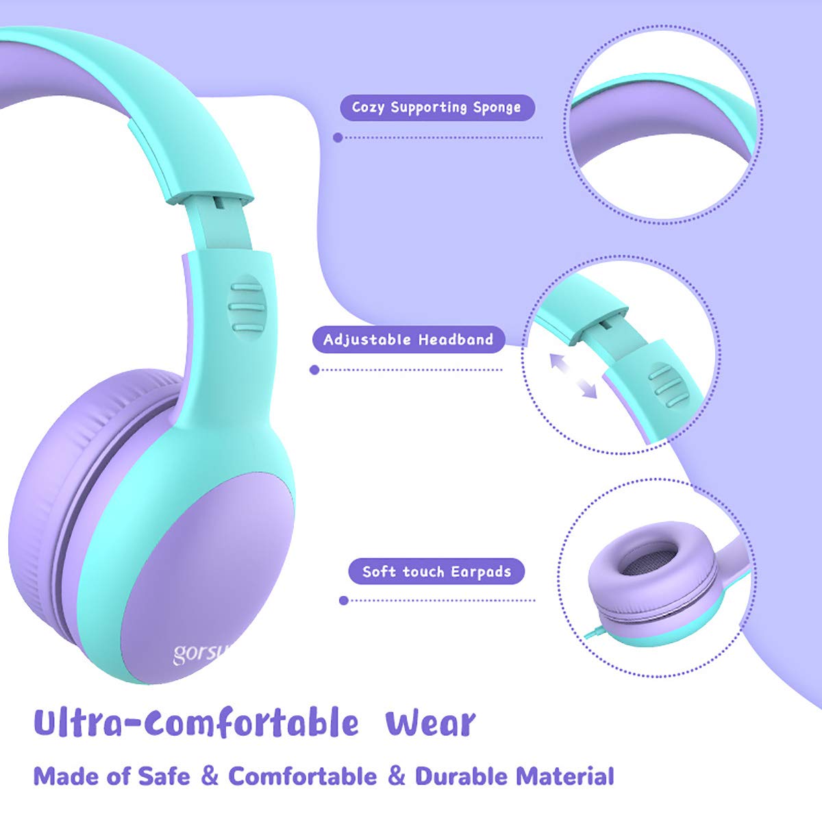 Gorsun Kids Headphones folded compact for travel