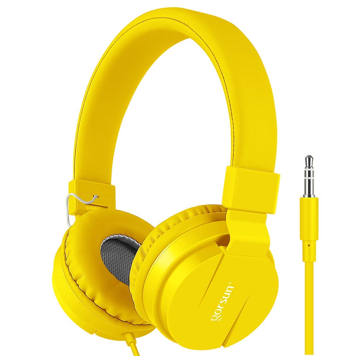 Gorsun Kids Headphones front view in yellow for comfortable listening