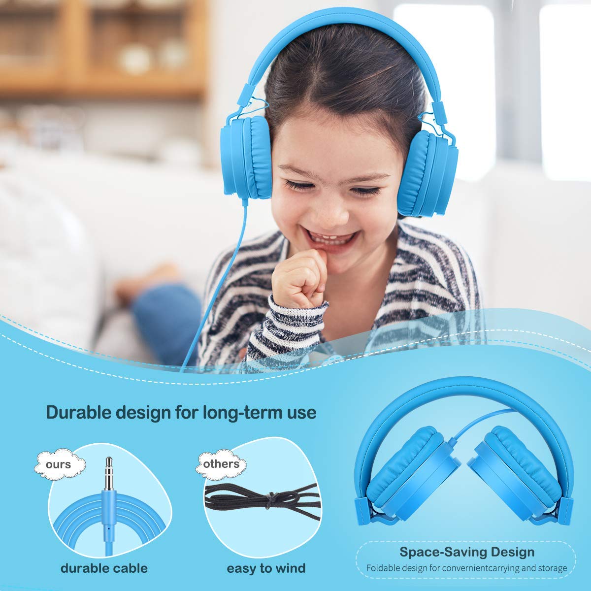 Gorsun Kids Headphones L/R marks on headband for easy wear