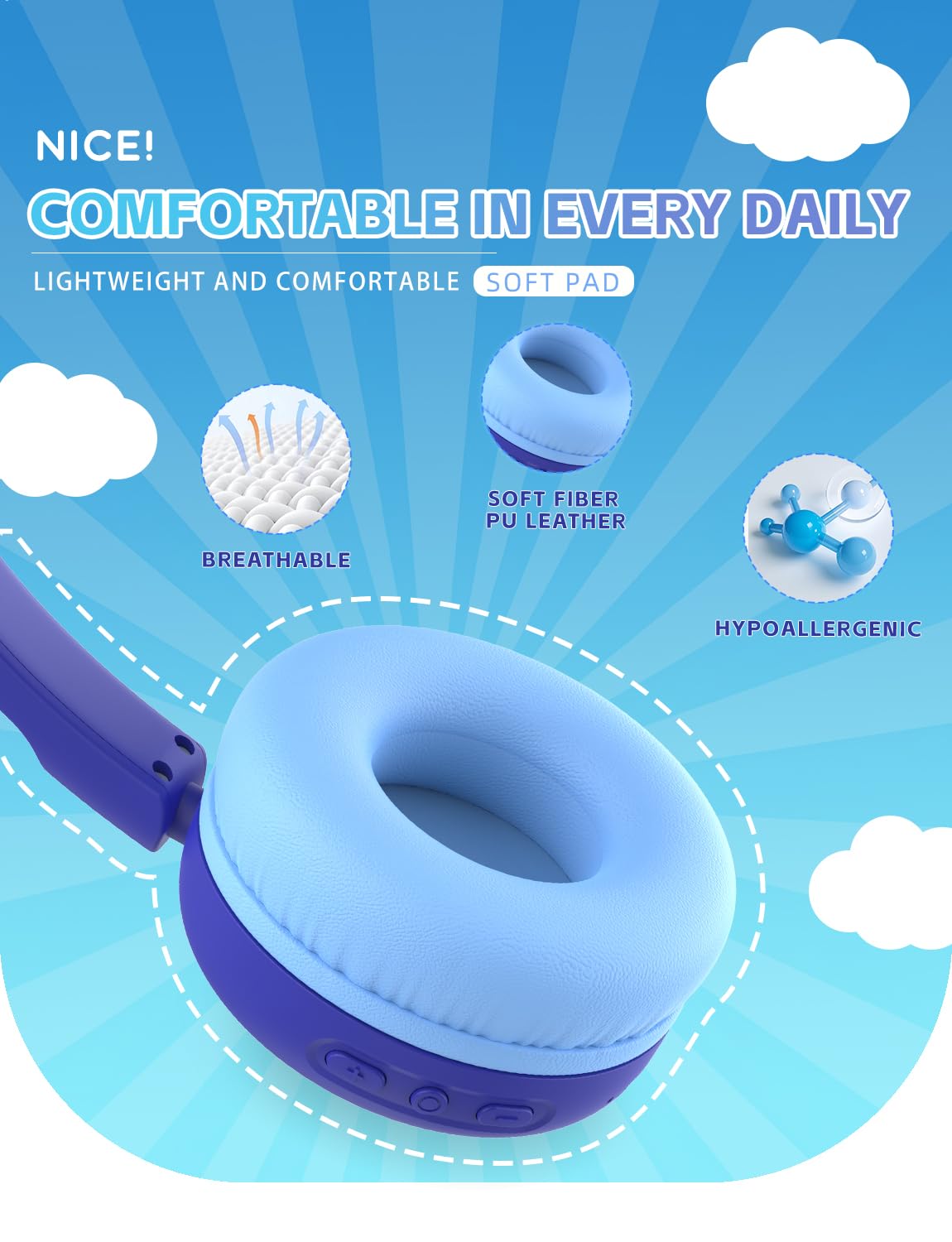 Gorsun memory-protein cushions provide gentle, comfortable wear for long study sessions