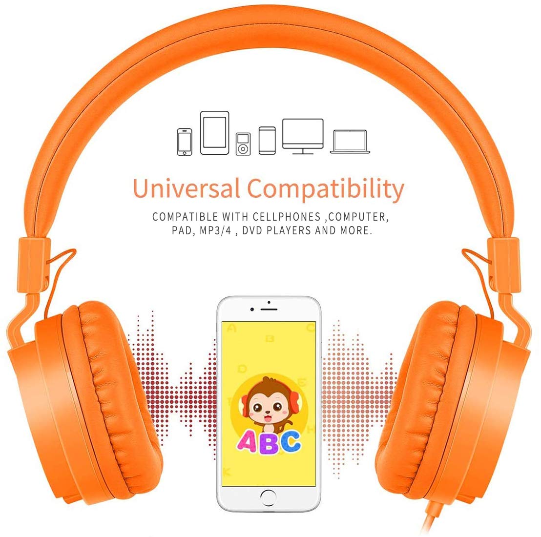 Gorsun Kids Headphones one-point-two-meter cord offers extra room for movement.