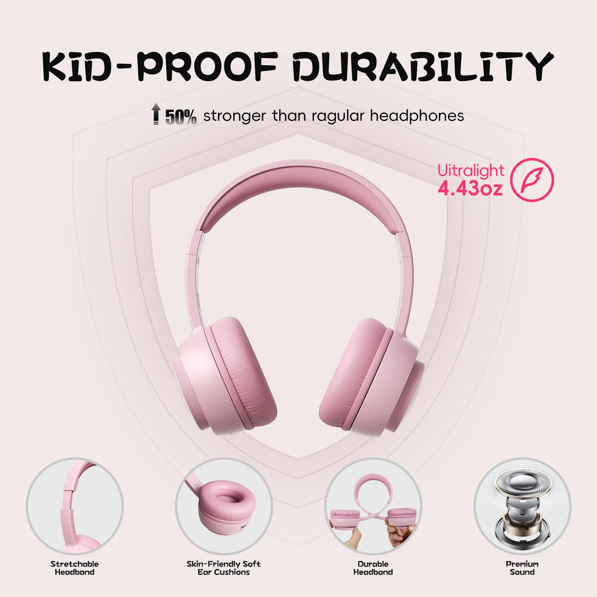 Gorsun Kids pink mic close-up illustrating built-in microphone for calls