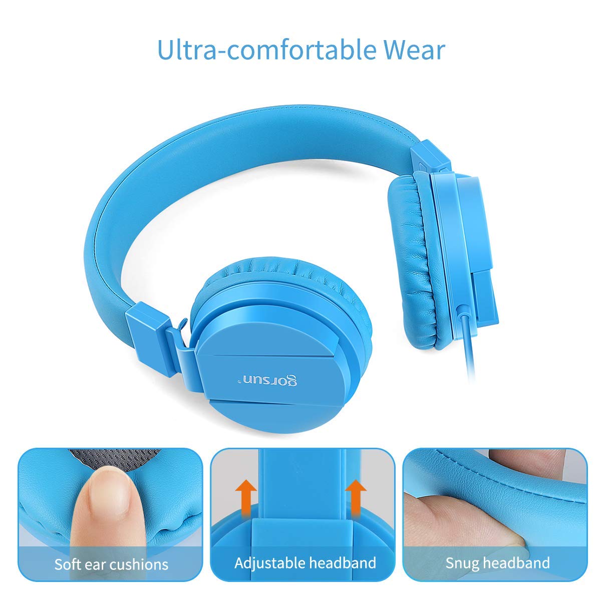 Gorsun Kids Headphones with soft cushioned ear pads