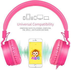 Gorsun Kids Headphones pink tangle-free cord for easy play
