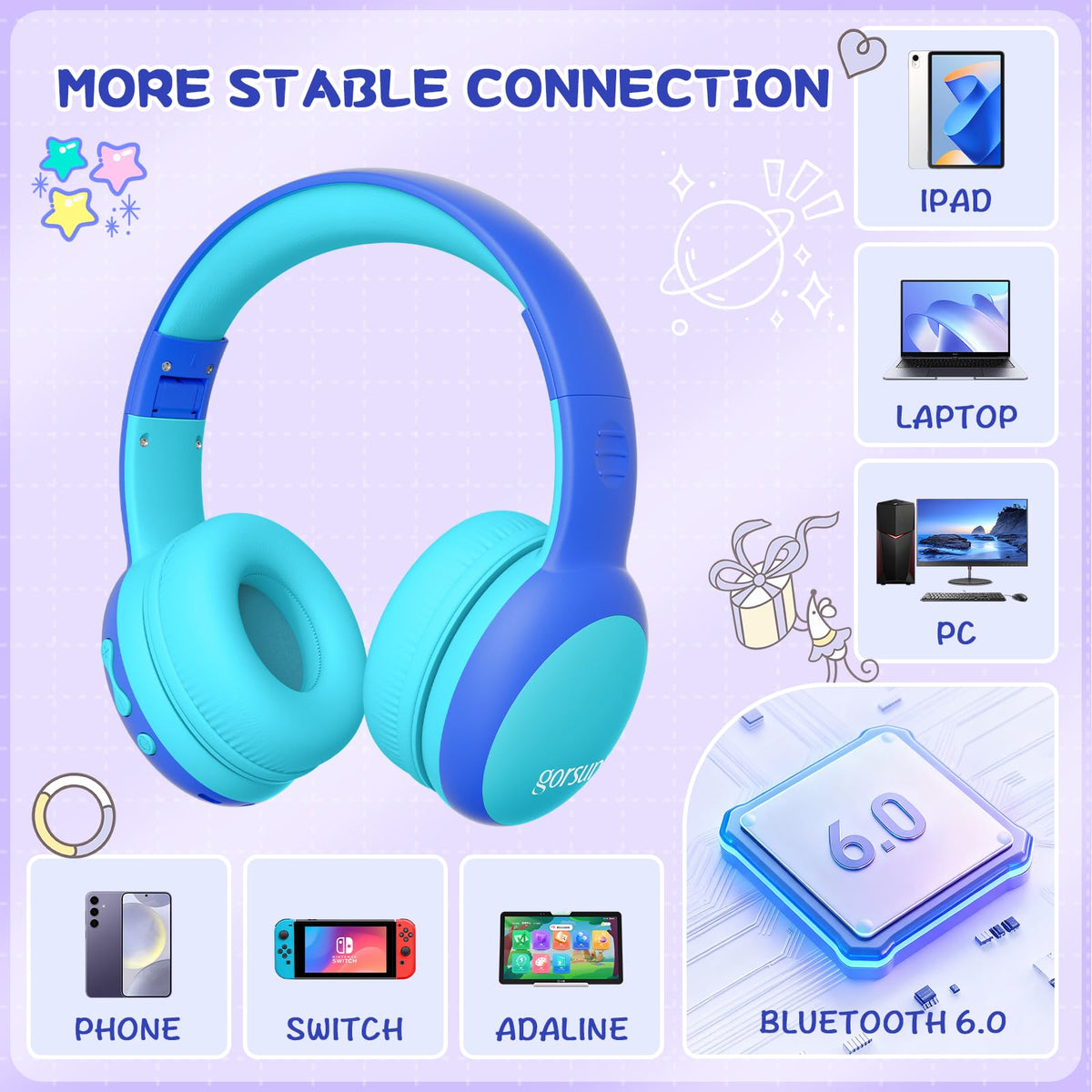 Gorsun Headphones with 85/94dB volume limits for controlled listening