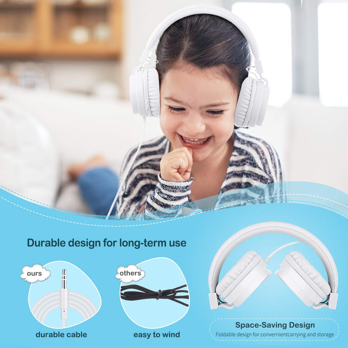 Gorsun 1.2m cord and 3.5mm jack enable flexible play.