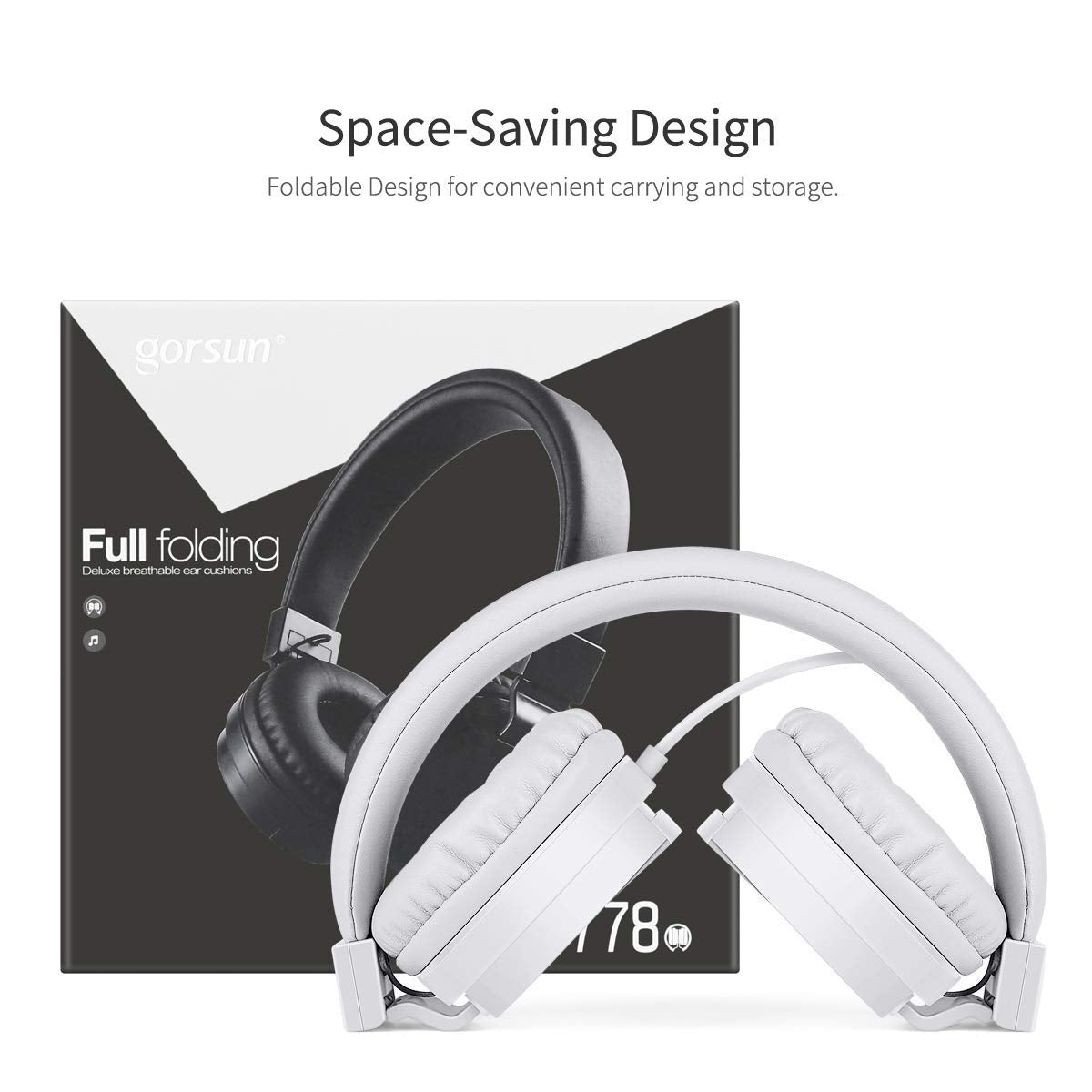 Gorsun white ear cushions close-up emphasize soft padding.