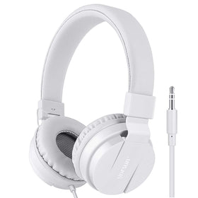 Gorsun Kids headphones white front view showing kid-friendly, comfortable design.
