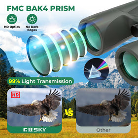 Gosky 10x42 prism lenses for bright, sharp images.