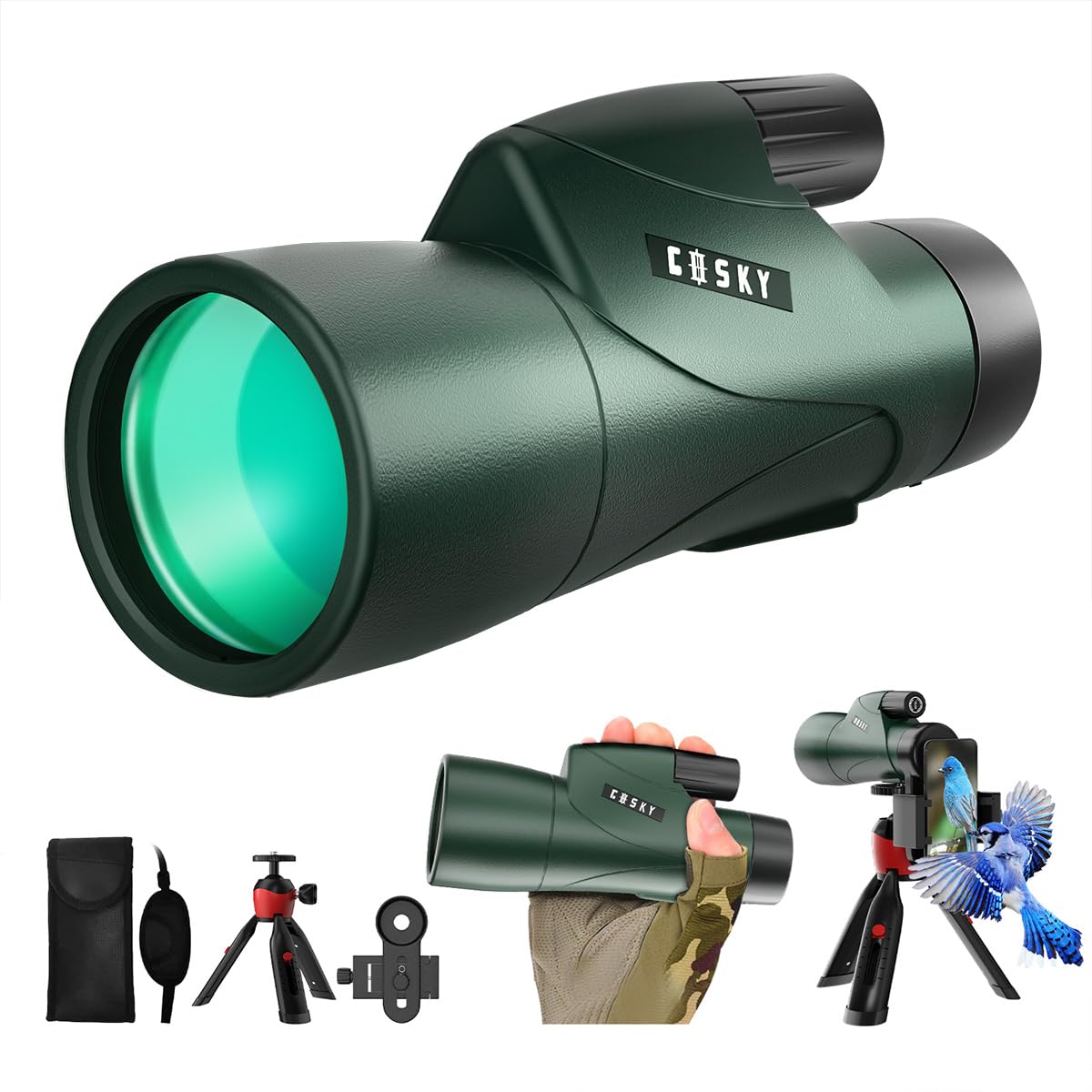 Gosky 12x55 HD monocular with BAK-4 prism for distant, clear field viewing