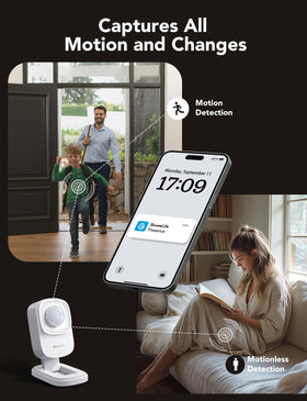 GoveeLife mounted on ceiling overlooking room, ensures wide 26 ft coverage