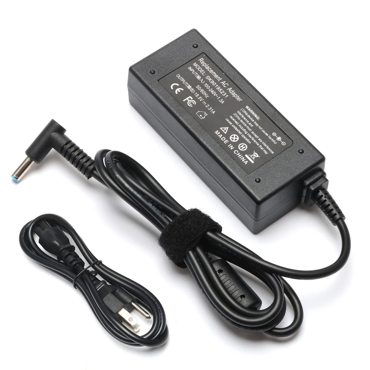 Govolia 45W AC adapter close-up highlighting HP Pavilion compatibility for reliable charging.