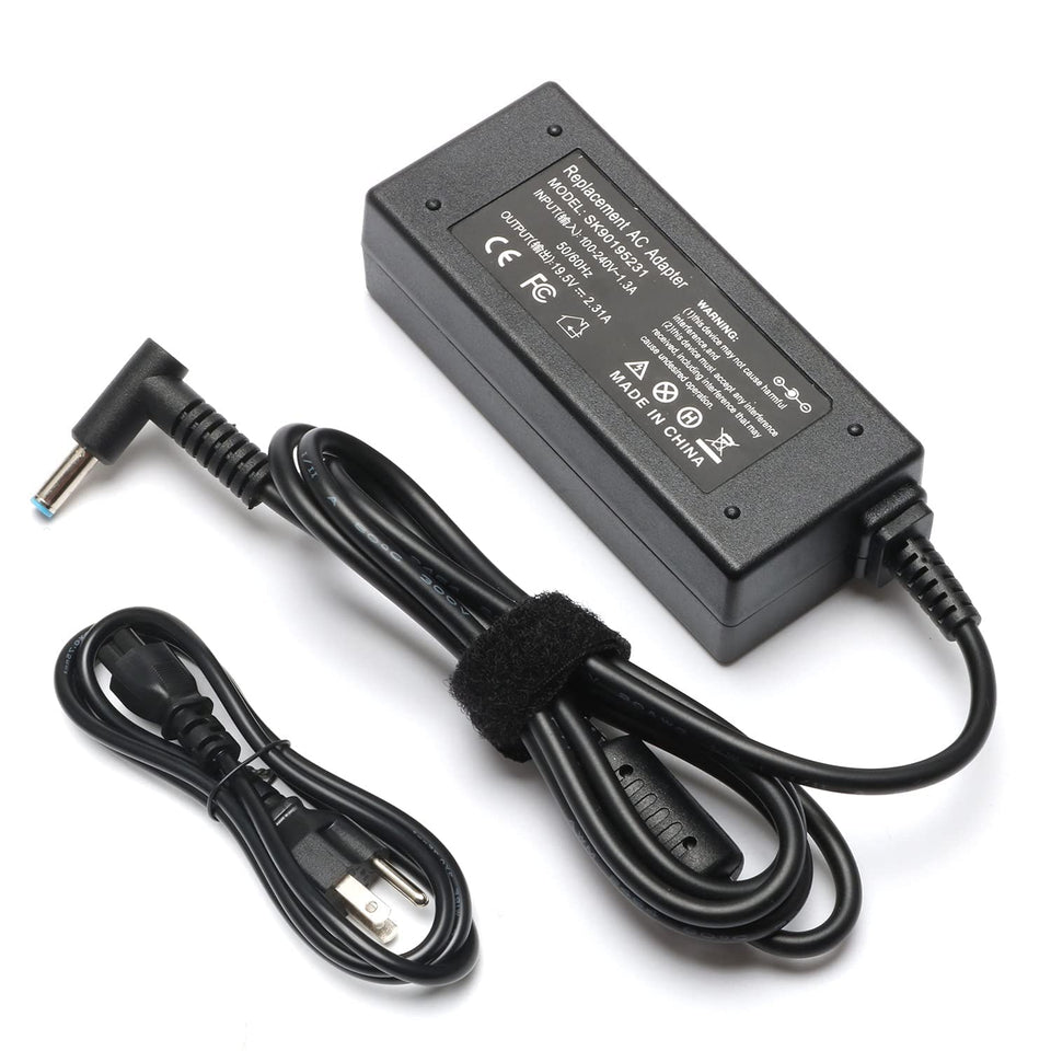 Govolia 45W AC adapter close-up highlighting HP Pavilion compatibility for reliable charging.