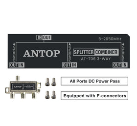 GOYMFK Antop 3-way splitter back ports for flexible device connections.