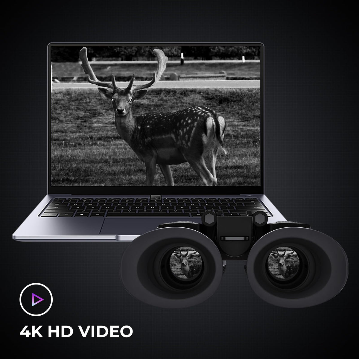 GOYOJO 4K night-vision binoculars 8x digital zoom enables detailed observation.