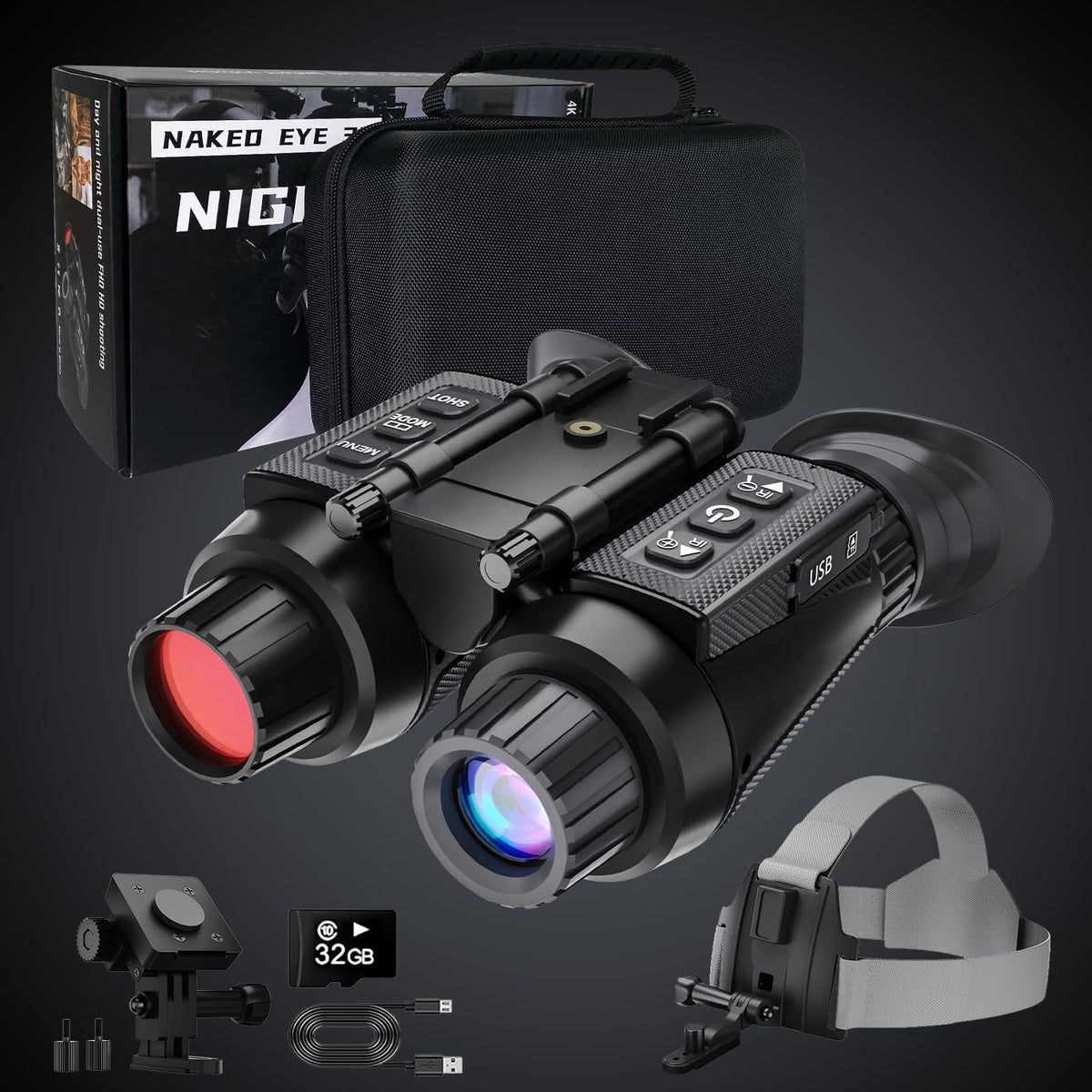 GOYOJO 4K night-vision binoculars IR illuminator for clearer images in low light.