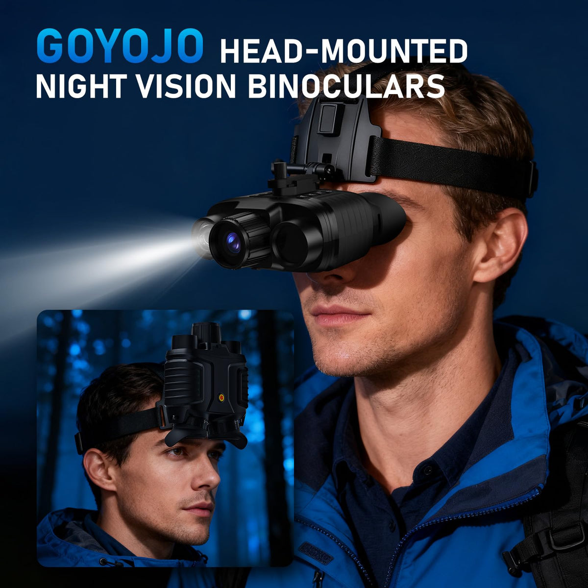 GOYOJO night vision goggles in handheld mode capturing distant wildlife