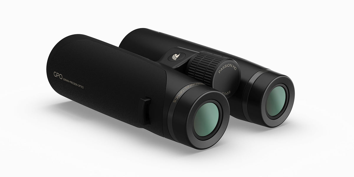 GPO Passion HD 10x50 magnesium body close-up, rugged and waterproof for outdoor use