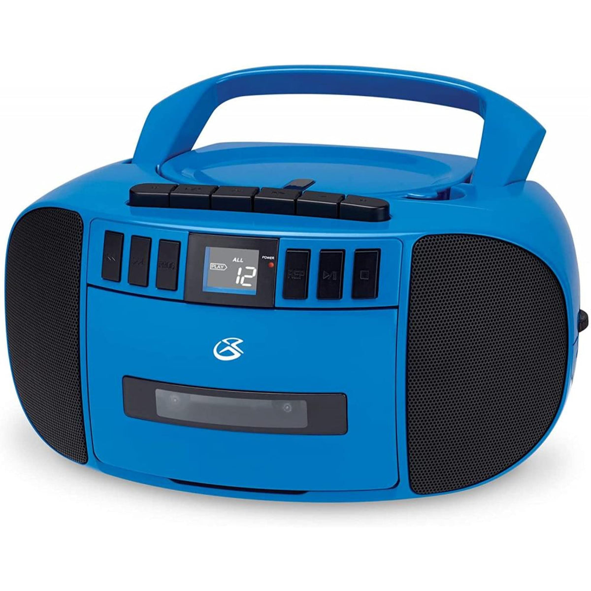 GPX boombox front view showing controls and speakers, easy operation benefit