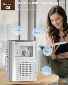 Gracioso extended antenna and radio controls for improved AM/FM reception