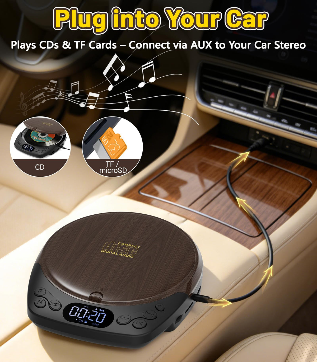 Gracioso showing USB charging and battery compartment for long-lasting 1200mAh rechargeable power