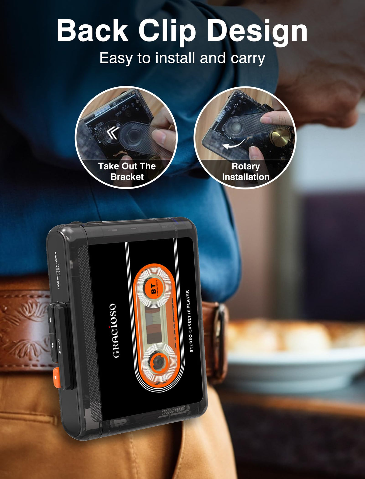 Gracioso battery indicator and USB port view highlighting fast rechargeable power