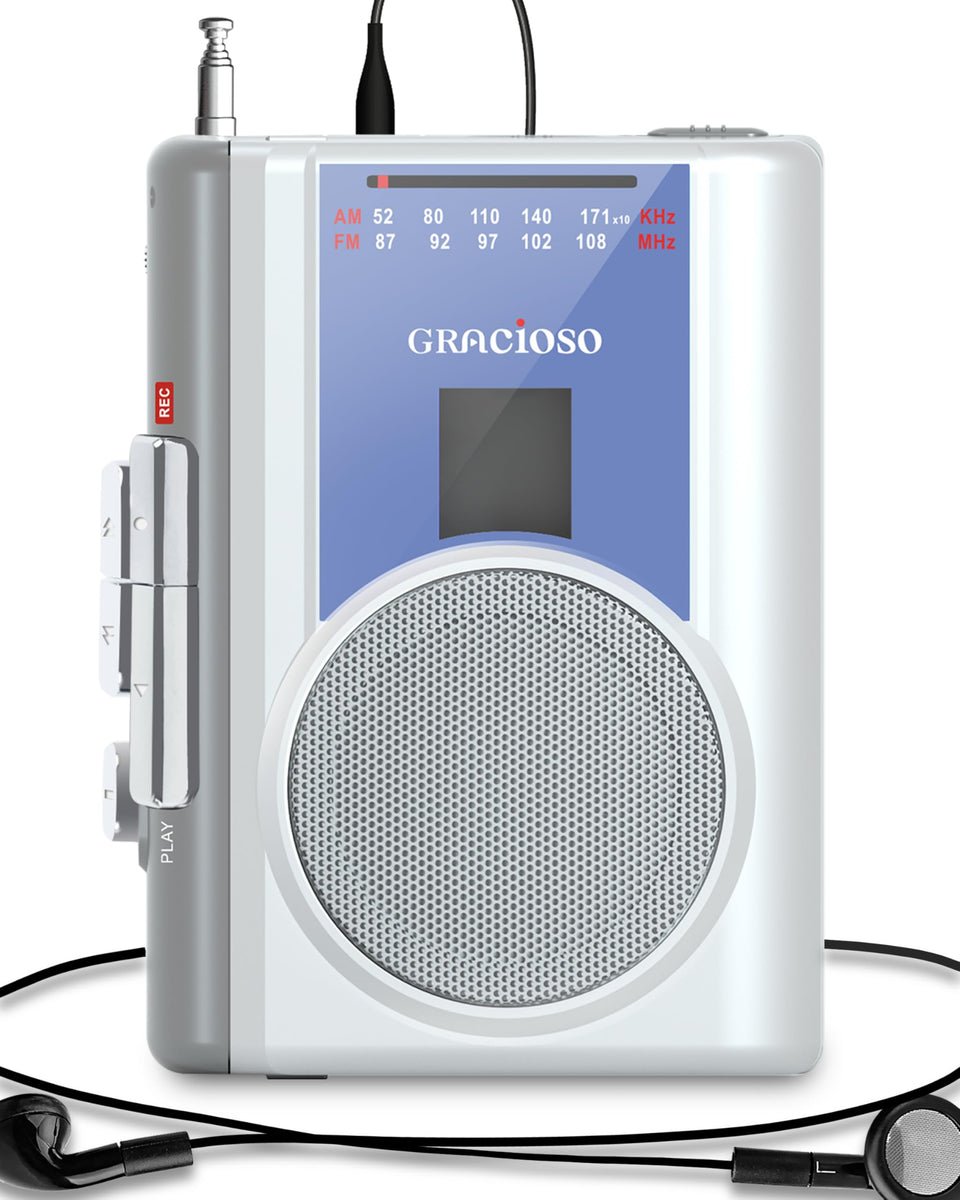 Gracioso front view showing cassette door and speaker for clear retro playback