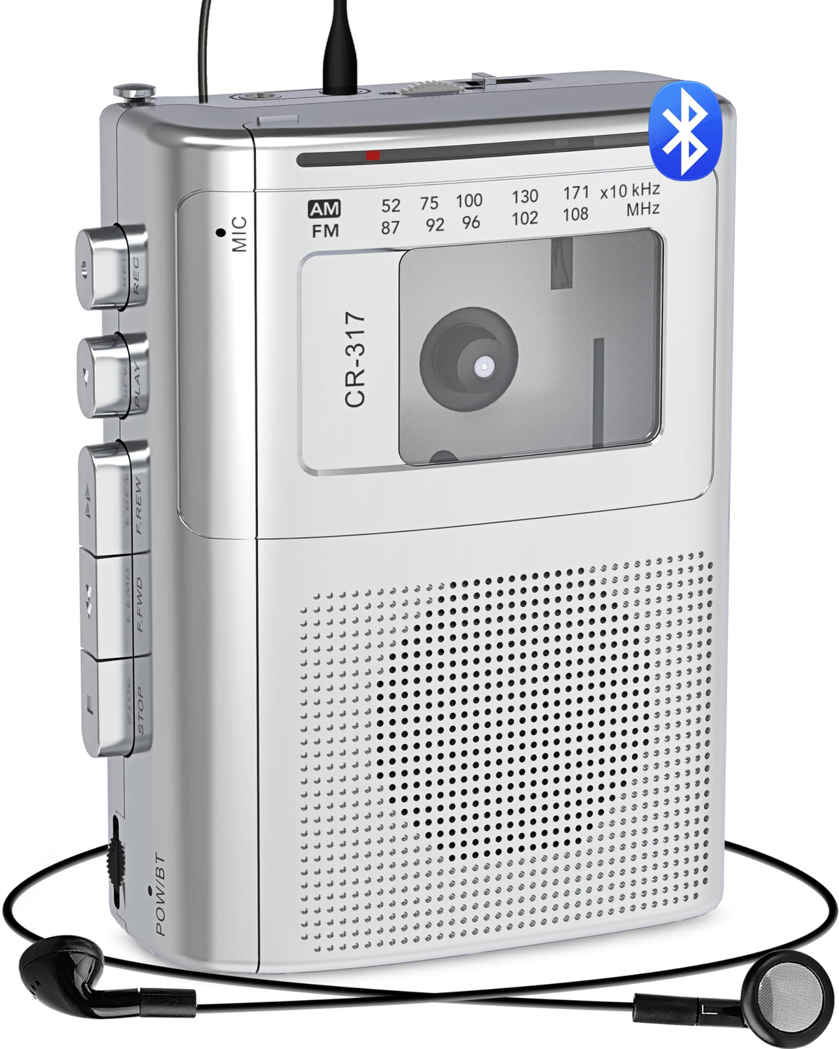Gracioso front view showing buttons and speaker for clear portable playback