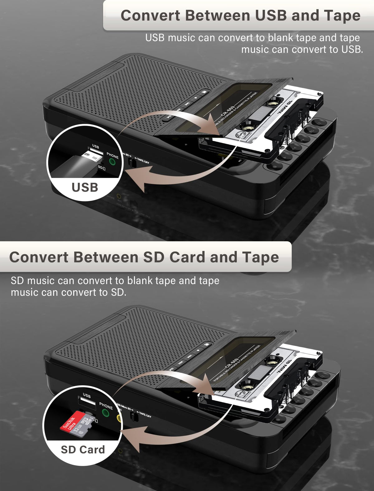 Gracioso top controls close-up illustrating simple buttons and recording ease