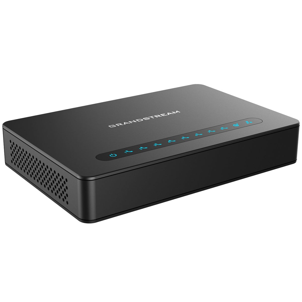 Grandstream HT818 front view, 8-port FXS gateway with enterprise-grade features.