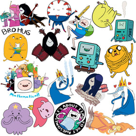 GRAPHICS AND MORE Adventure Time stickers on tablets brighten daily routines with playful flair.