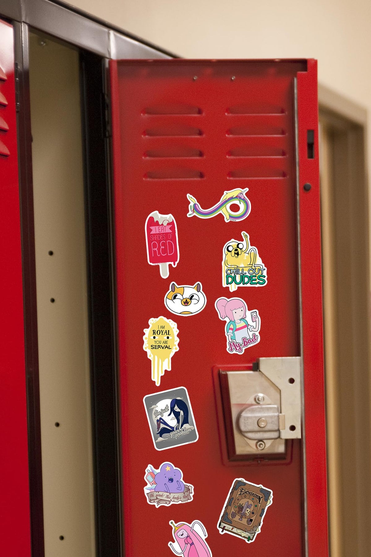 GRAPHICS AND MORE Adventure Time stickers for indoor and outdoor surfaces suit everyday setups.